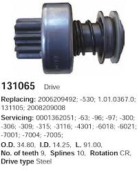 У нас на складе большой выбор запчастей. Бендикс стартера 131065